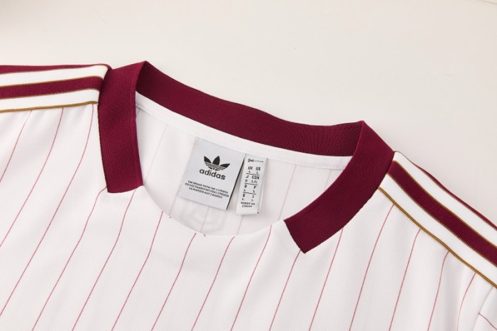 26/27 Arsenal  White Pinstripe Short Sleeve+Soccer Shorts
