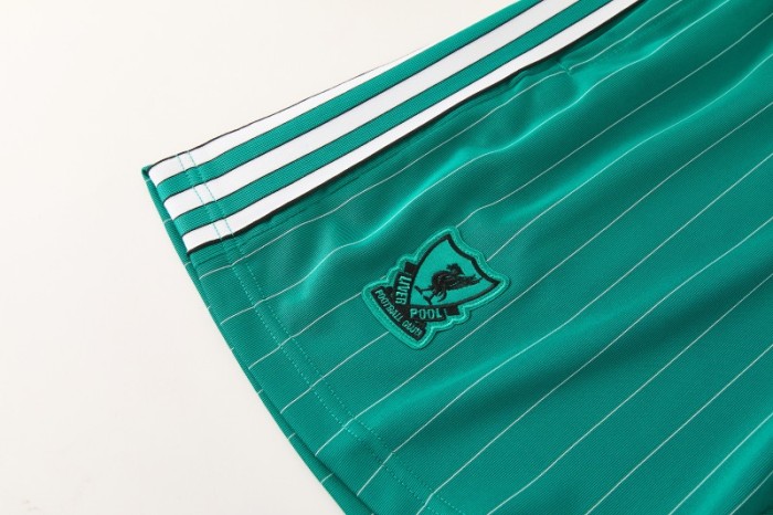 26/27 Liverpool   Green Pinstripe  Short Sleeve+Soccer Shorts