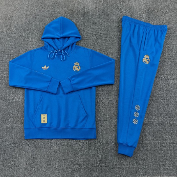 26/27 Real Madrid Royal Blue Pullover Hooded Tracksuit + Long Pants