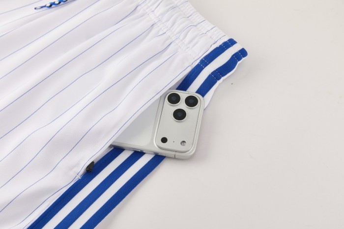 26/27 Chelsea FC  Blue  Stripes Short Sleeve+ White Soccer Shorts