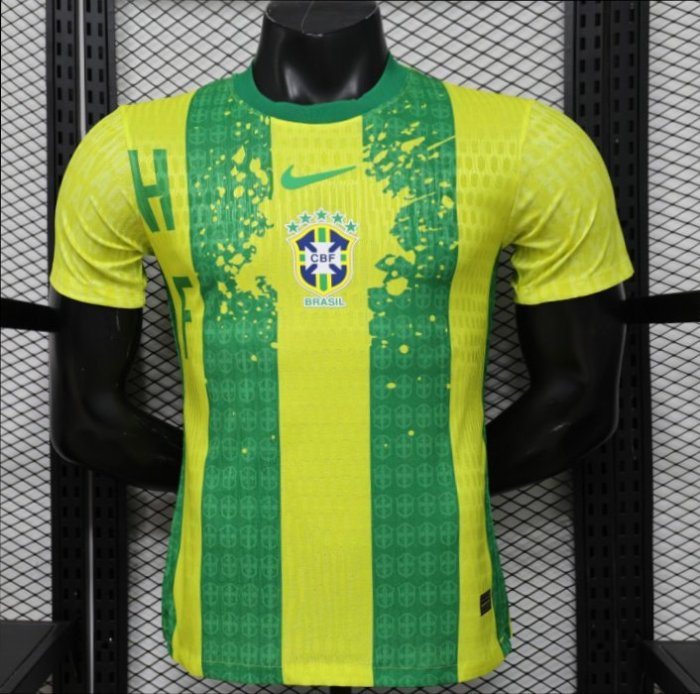Player Version 2026 Brazil Yellow & Green Vertical Stripe Special Edition Jersey