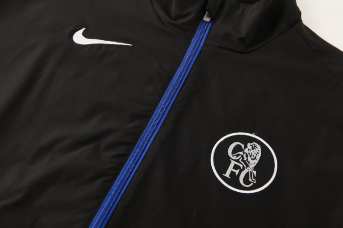 26/27 Chelsea Black Full Zipper Hooded Jacket Tracksuit + Long Pants