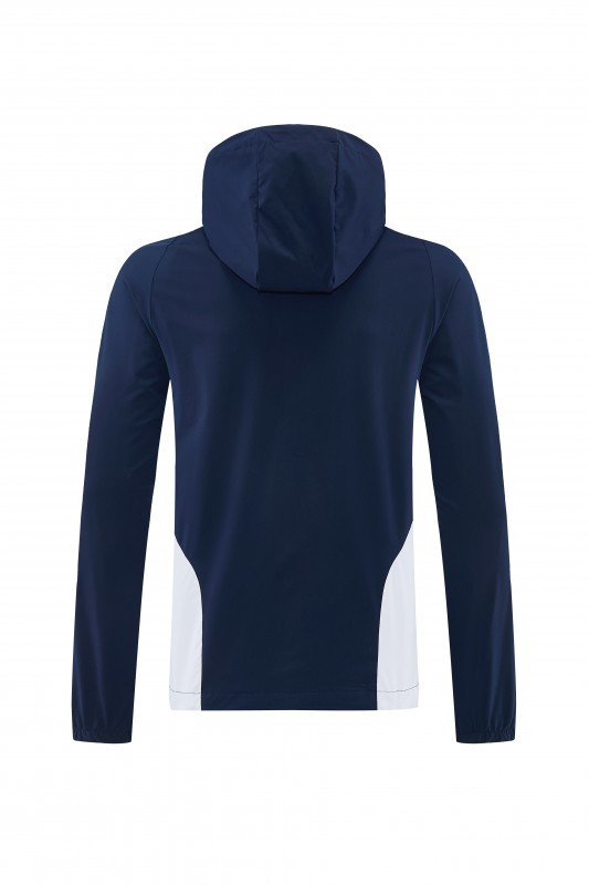26/27 Real Madrid Navy Blue Full Zipper Hooded Windbreaker Tracksuit + Long Pants