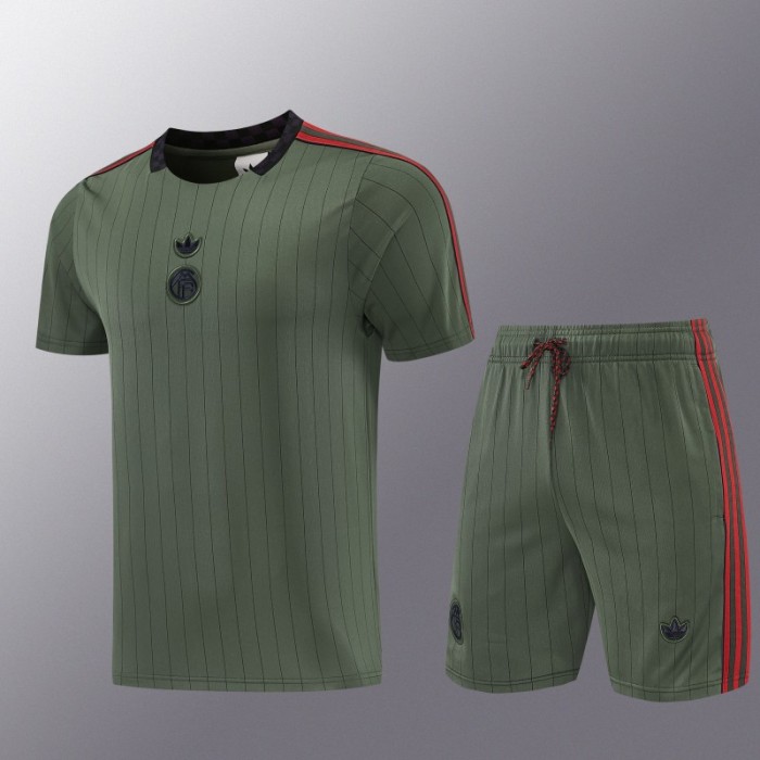 26/27 Bayern München  Forest Green  Pinstripe  Short Sleeve+Soccer Shorts