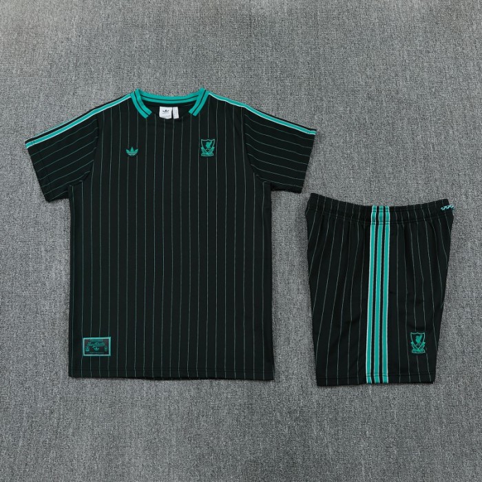 26/27  Liverpool  Black Short Sleeve+Soccer Shorts