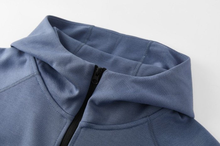 26/27  Paris Saint-Germain Steel Blue Full Zipper Hooded Jacket Tracksuit + Long Pants