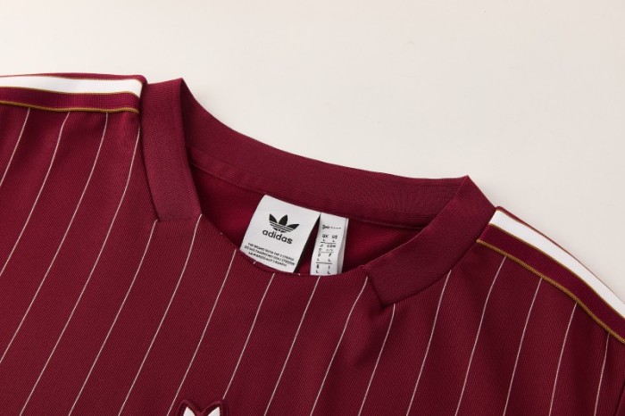 26/27  Arsenal  Maroon Pinstripe Short Sleeve+Soccer Shorts