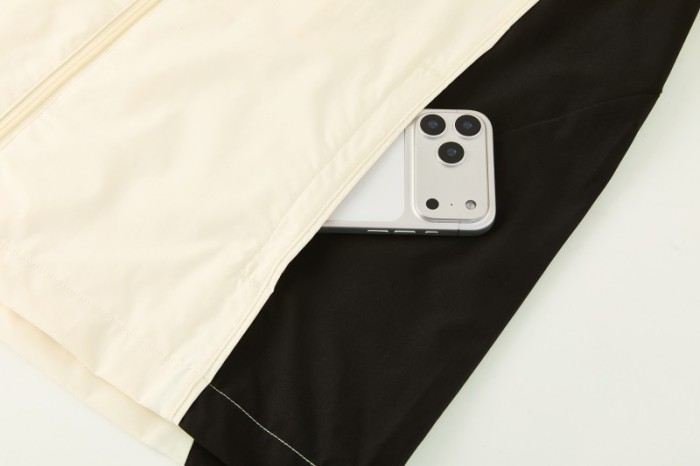 26/27 Liverpool Cream Full Zipper Hooded Jacket Tracksuit + Black Long Pants