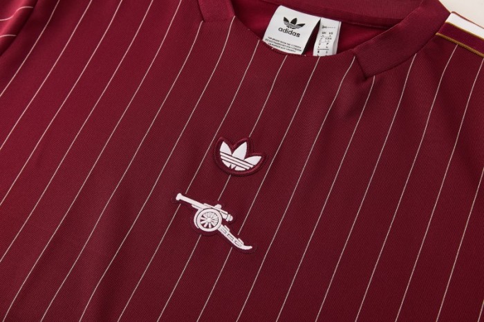 26/27  Arsenal  Maroon Pinstripe Short Sleeve+Soccer Shorts
