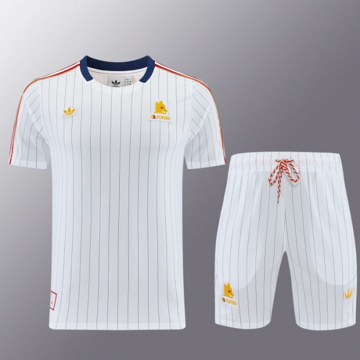 26/27 AS Roma White Short Sleeve+Soccer Shorts