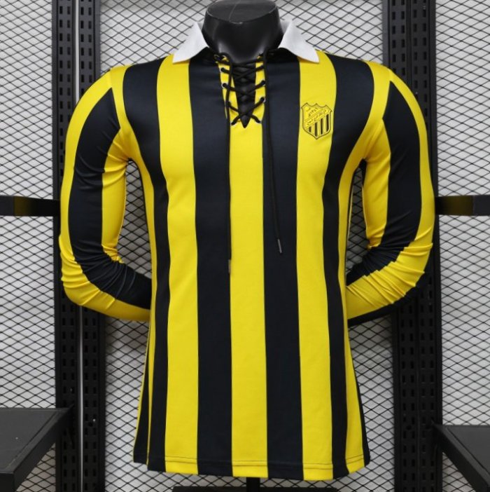Player Version 2026 Peñarol Yellow & Black Vertical Stripes Long Sleeve Retro Heritage Jersey