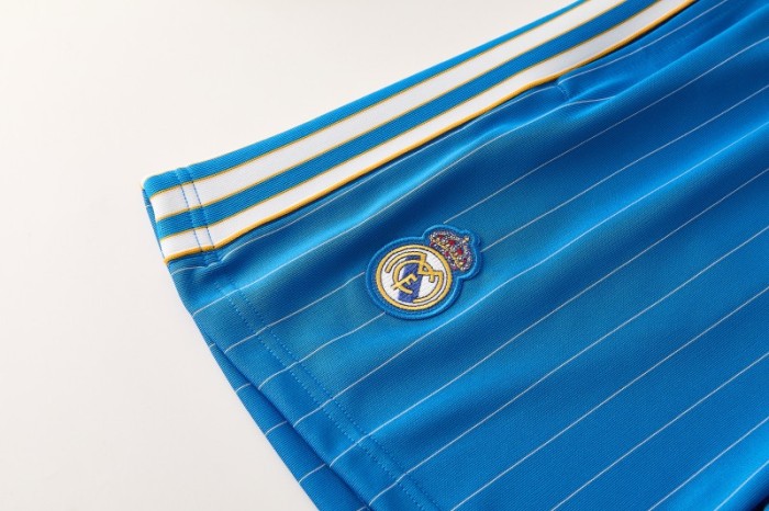26/27 Real Madrid  Blue Pinstripe  Short Sleeve+Soccer Shorts