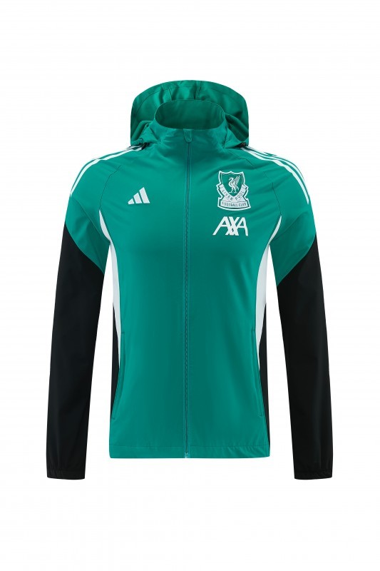 26/27 Liverpool Green Full Zipper Hooded Jacket Tracksuit + Black Long Pants