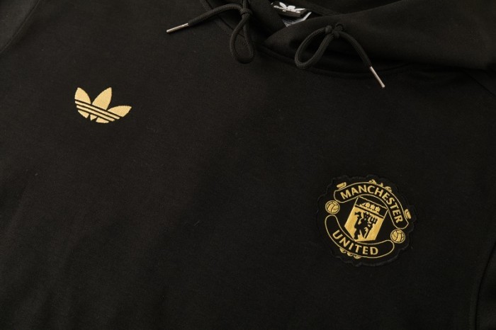 26/27 Manchester United Black Pullover Hooded Tracksuit + Long Pants