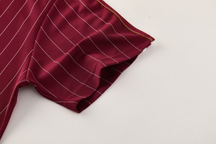 26/27  Arsenal  Maroon Pinstripe Short Sleeve+Soccer Shorts