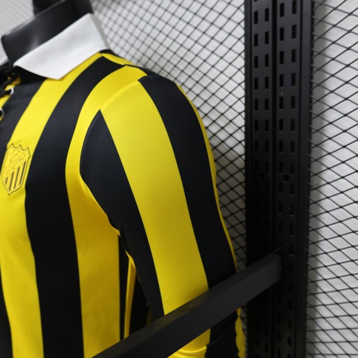 Player Version 2026 Peñarol Yellow & Black Vertical Stripes Long Sleeve Retro Heritage Jersey