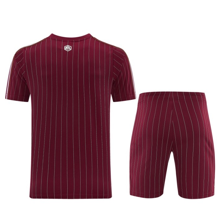 26/27  Arsenal  Maroon Pinstripe Short Sleeve+Soccer Shorts