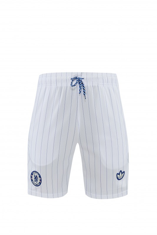 26/27 Chelsea FC  Blue  Stripes Short Sleeve+ White Soccer Shorts