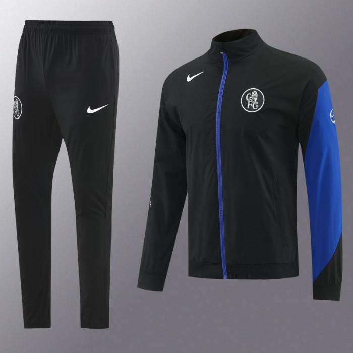 26/27 Chelsea Black Full Zipper Hooded Jacket Tracksuit + Long Pants