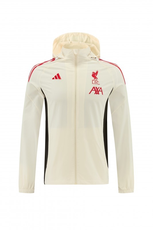 26/27 Liverpool Cream Full Zipper Hooded Jacket Tracksuit + Black Long Pants