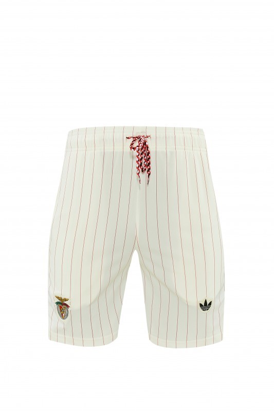 26/27 Benfica × Adidas Originals Off-White Pinstripe Short Sleeve+Soccer Shorts