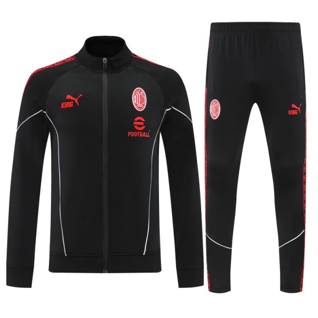 25/26 AC Milan Black Full Zipper Jacket Tracksuit + Long Pants