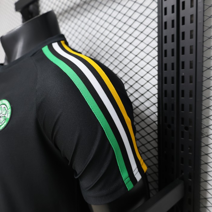 Player Version 26/27 Celtic Black with Asymmetric Yellow & Green Stripe Jersey