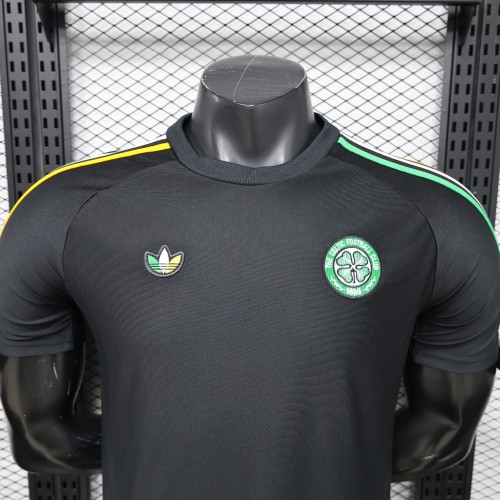 Player Version 26/27 Celtic Black with Asymmetric Yellow & Green Stripe Jersey