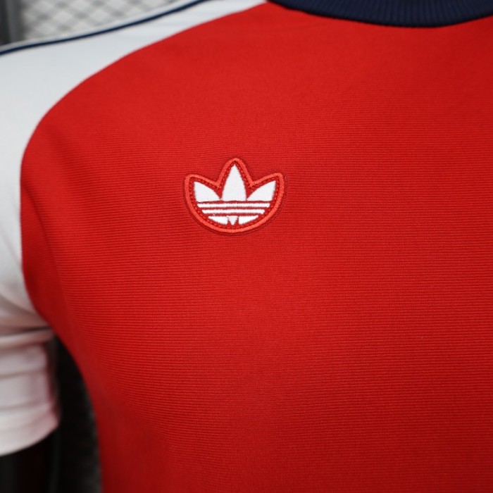 Player Version 2026  Arsenal x Adidas Originals Red with White Raglan Sleeve Home Jersey