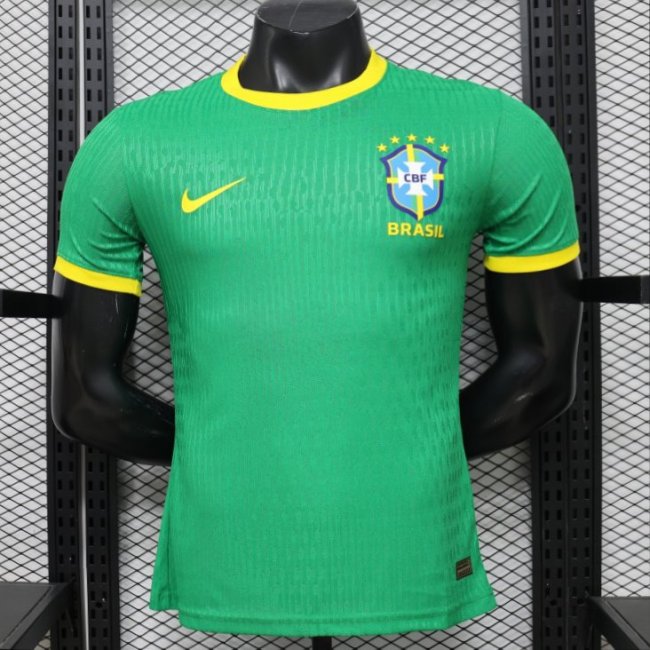 Player Version 2026 Brazil Green with Wave Texture Away Jersey