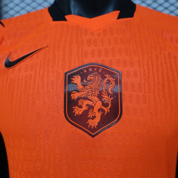 Player Version 2026 Netherlands Orange with Black Side Panel Home Jersey