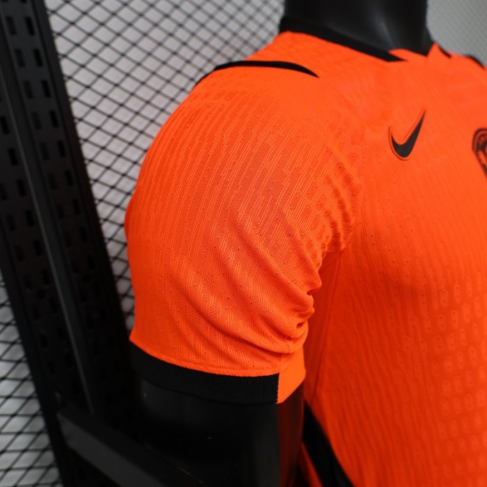 Player Version 2026 Netherlands Orange with Black Side Panel Home Jersey