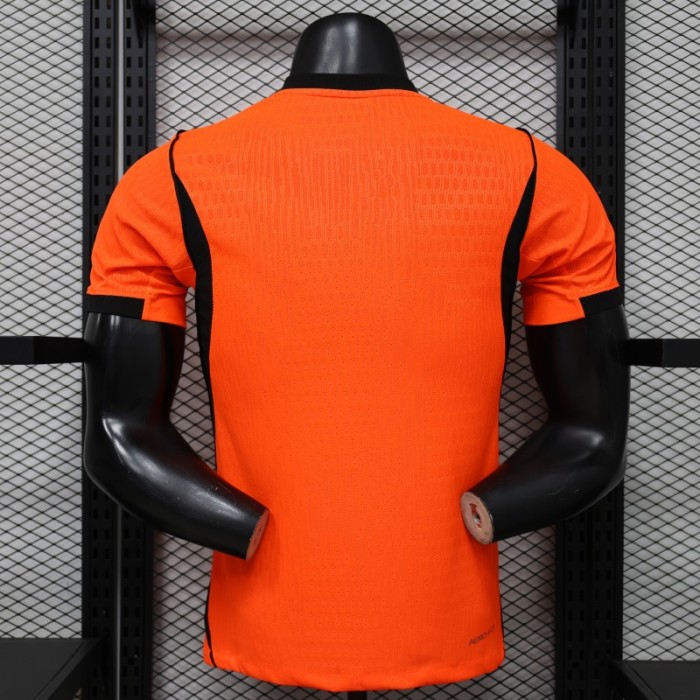 Player Version 2026 Netherlands Orange with Black Side Panel Home Jersey