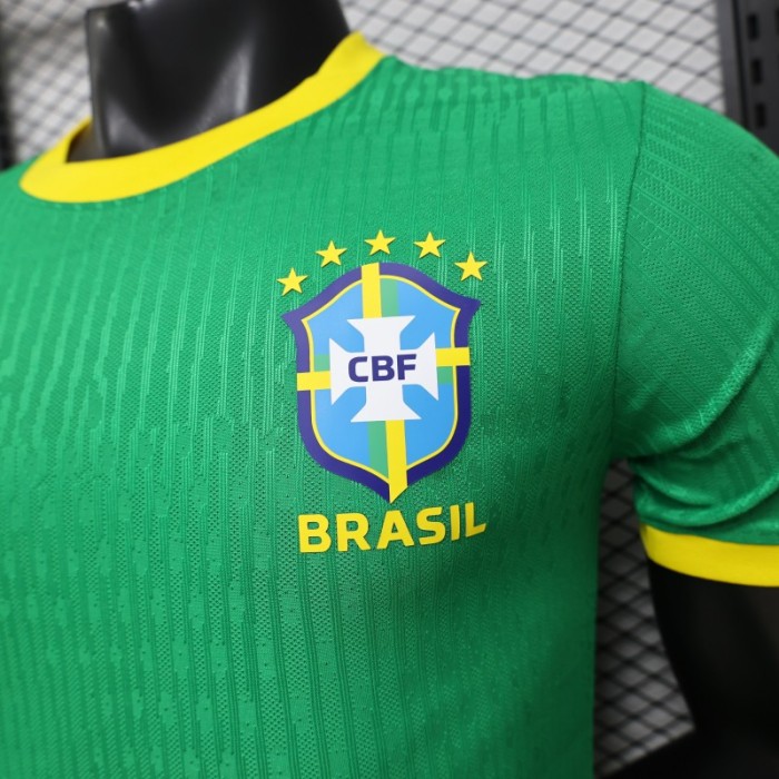Player Version 2026 Brazil Green with Wave Texture Away Jersey