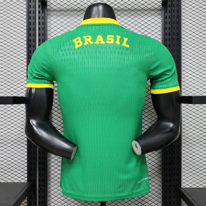 Player Version 2026 Brazil Green with Wave Texture Away Jersey