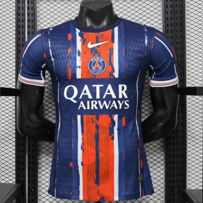 Player Version 25/26 Paris Saint-Germain Navy Blue with Orange Brushstroke Home Jersey