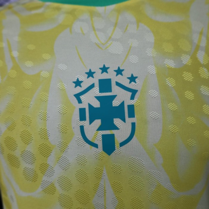Player Version 2026 Brazil  Yellow with Abstract Feather Pattern Home Jersey
