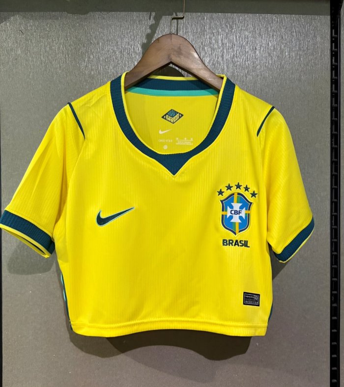 2026 Brazil Home Women Cropped Jersey