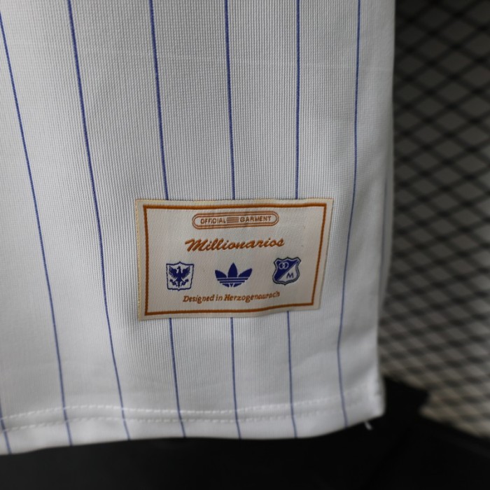 Player Version 26/27 Millonarios FC White & Navy Blue Pinstripe Retro Special Edition Home Jersey