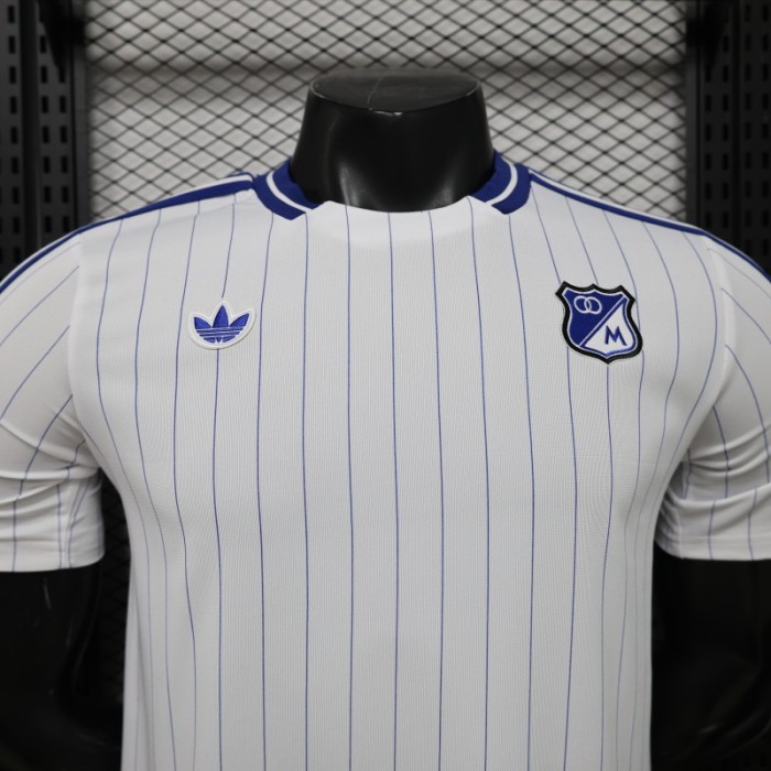 Player Version 26/27 Millonarios FC White & Navy Blue Pinstripe Retro Special Edition Home Jersey