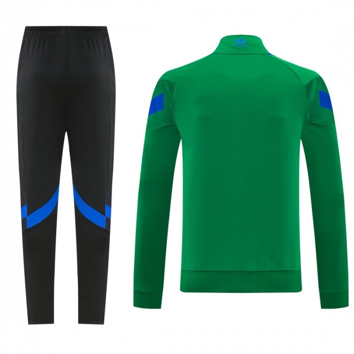 26/27 Adidas Originals Green  Full Zipper Jacket Tracksuit + Royal Blue  Long Pants