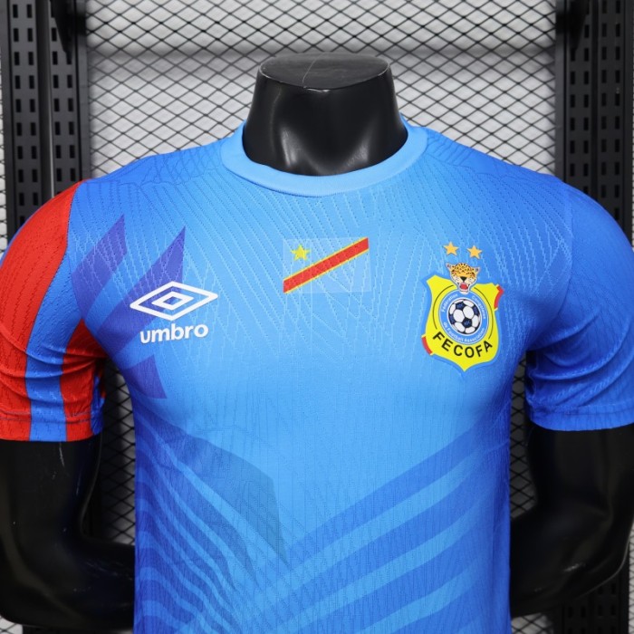 Player Version 26/27 DR Congo  Sky Blue & Red  Home Jersey