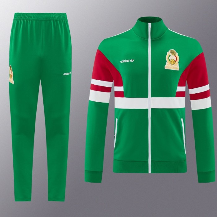 2026/27 Mexico  Green & Red Retro Full Zipper Jacket Tracksuit + Long Pants (Adidas Originals)