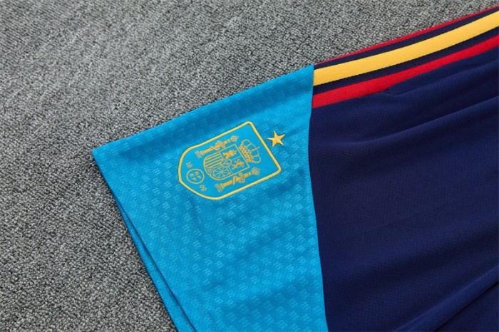 26/27 Spain Navy Blue Multi-Color Diagonal Stripe Short Sleeve+Soccer Shorts