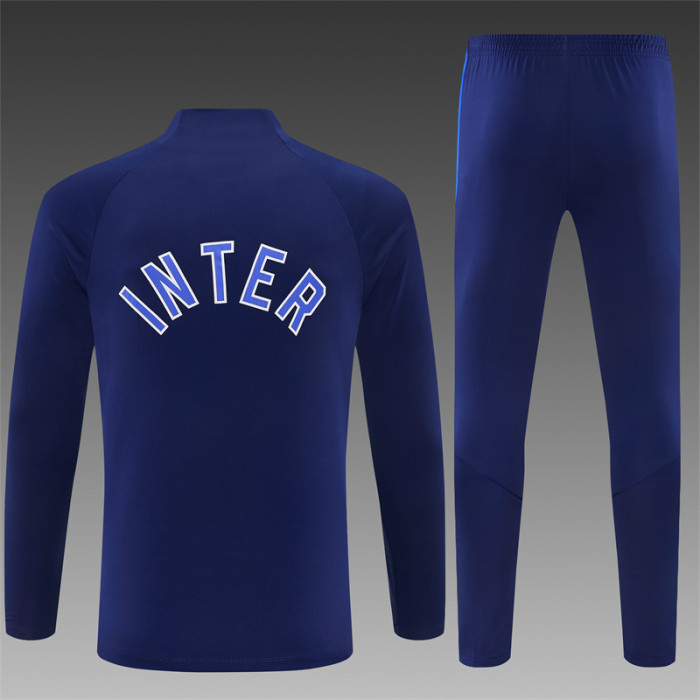 26/27 Inter Milan Dark Navy Blue Half Zipper Jacket Tracksuit + Long Pants