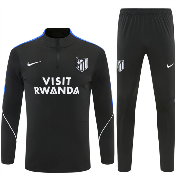 26/27 Atletico Madrid Black Half Zipper Jacket Tracksuit + Long Pants