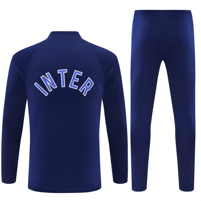 26/27 Inter Milan Dark Navy Blue Half Zipper Jacket Tracksuit + Long Pants