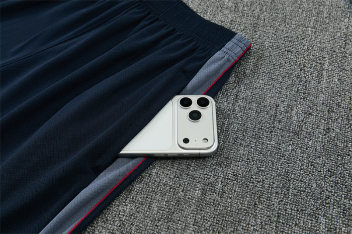 26/27 England Grey Short Sleeve+ Navy Blue Soccer Shorts