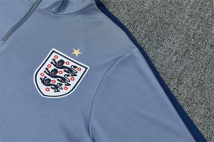 26/27 England Grey Half Zipper Jacket Tracksuit + Navy  Blue Long Pants (Nike)
