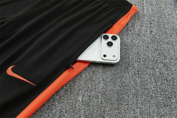 26/27 Netherlands Black & Orange  Half Zipper Jacket Tracksuit + Long Pants